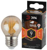 Лампы (источники света) лампа светодиодная f-led p45-9w-827-e27 gold (филамент, шар золот, 9вт, тепл, e27) | б0047025 | эра выгодная цена