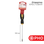 Инструмент ручной отвертка крестовая ph 0х100 мм, двухкомпонентная рукоятка | 12-6402 | rexant выгодная цена