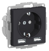 Розетки, выключатели, звонки электрические atlasdesign карбон розетка 16а c 2 usb a+a, 5в/2,4а, 2х5в/1,2 а, механизм | atn001030 | se выгодная цена