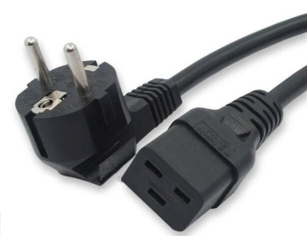 1Шкафы и стойки телекоммуникационные 19 кабель питания pwc-iec19-shm-5.0-bk (schuko+c19) (3x1.5), 16a, угловая вилка, 5м, цвет черный | 43800 | hyperline выгодная цена