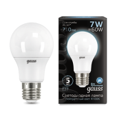 Лампы (источники света) лампа светодиодная led 7вт e27 220в 4100к a60 | 102502207 | gauss выгодная цена