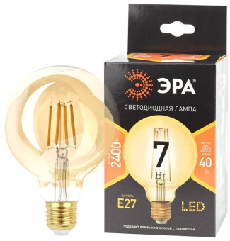 1Лампы (источники света) лампа светодиодная f-led g95-7w-824-e27 gold (филамент, шар зол, 7вт, тепл, e27) (20/420) | б0047662 | эра выгодная цена