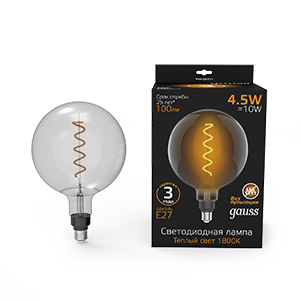 1Лампы (источники света) лампа светодиодная led filament g200 e27 4.5w gray 100lm 1800k 1/6 | 154802005 | gauss выгодная цена