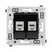 Розетки, выключатели, звонки электрические компьютерная розетка rj-45 без шторки в стену, кат.6 двойная экранированная, "avanti", "черный квадрат" | 4402794 | dkc выгодная цена
