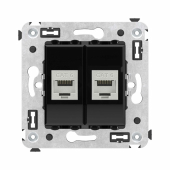 1Розетки, выключатели, звонки электрические компьютерная розетка rj-45 без шторки в стену, кат.6 двойная экранированная, "avanti", "черный квадрат" | 4402794 | dkc выгодная цена