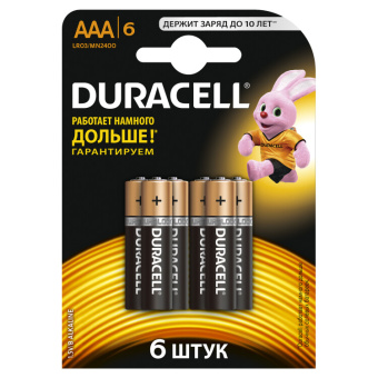 1Элементы питания и аккумуляторы элемент питанияduracell lr03-6bl basic | б0014858 | duracell выгодная цена