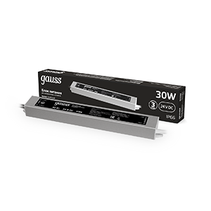 1Ленты светодиодные блок питания 30w 24v ip66 1/50 | 202022030 | gauss выгодная цена