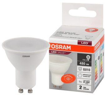 1Лампы (источники света) лампа светодиодная led value par16 6w/840 230v gu10 10x1 | 4058075581470 | osram выгодная цена