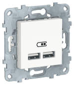Розетки, выключатели, звонки электрические unica new белый розетка usb, двойная, 5 в / 2100 ма | nu541818 | schneider electric выгодная цена