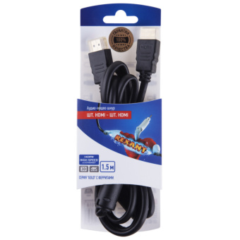 1Шнуры ТВ,Аудио шнур hdmi-hdmi , 1.5 м, gold с ферритами | 06-3101 | rexant выгодная цена