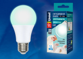 Лампы (источники света) лампа светодиодная led-a60-9w/scbg/e27/fr/dim ip65 plo65wh led диммируемая для бройлеров. спектр синий и зеленый | ul-00003190 | uniel выгодная цена