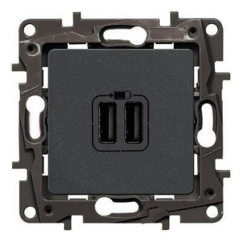 1Розетки, выключатели, звонки электрические etika антрацит розетка usb 2-ая 240в/5в 2400ма | 672694 | legrand выгодная цена