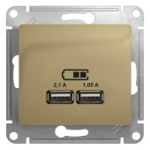 Розетки, выключатели, звонки электрические glossa титан usb розетка, 5в/2100ма, 2х5в/1050ма, механизм | gsl000433 | se выгодная цена