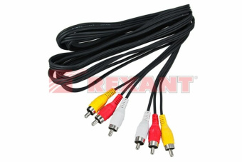 1Шнуры ТВ,Аудио шнур 3 rca - 3 rca, длина 10 метров, черный | 17-0207 | rexant выгодная цена