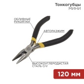 Инструмент ручной тонкогубцы мини 120 мм никелированные, авторазжим, обливные рукоятки | 12-4604 | rexant выгодная цена