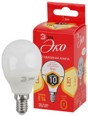 Лампы (источники света) лампа cветодиодная eco led p45-10w-827-e14 (диод, шар, 10вт, тепл, e14) (10/100/2800) | б0032968 | эра выгодная цена