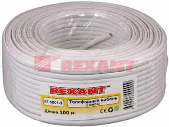 1Разное телефонный кабель штлп 2 жилы cca, белый, бухта 100м | 01-5001-3 | rexant выгодная цена