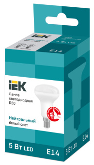 1Лампы (источники света) лампа светодиодная led 5вт е14 220в 4000к r50 рефлектор | lle-r50-5-230-40-e14 | iek выгодная цена