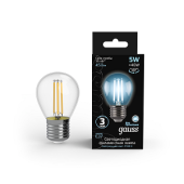 Лампы (источники света) лампа светодиодная led 5вт e27 220в 4100к шар | 105802205 | gauss выгодная цена