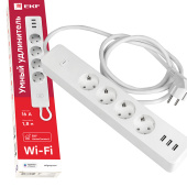 Умный дом удлинитель умный с управлением по wi-fi 4 гнезда + 3хusb с выкл. бел. homeconnect | rce-1-wf | ekf выгодная цена