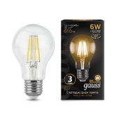 Лампы (источники света) лампа светодиодная led 6вт e27 220в 2700к a60 | 102802106 | gauss выгодная цена