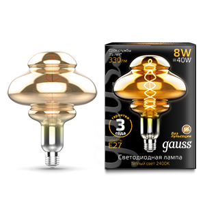1Лампы (источники света) лампа светодиодная led vintage filament flexible bd160 8w 330lm e27 160*210mm gray 2400k 1/6 | 162802008 | gauss выгодная цена