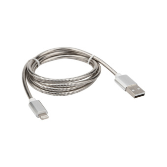 1КОМПЬЮТЕРНЫЕ АКСЕССУАРЫ usb кабель для iphone 5/6/7 моделей, шнур в металлической оплетке серебристый | 18-4247 | rexant выгодная цена