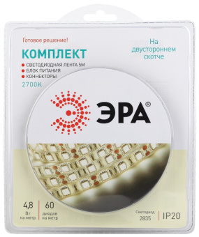 1Ленты светодиодные комплект светодиодной ленты 2835kit-4,8-60-12-ip20-2700-5m | б0043062 | эра выгодная цена