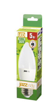 1Лампы (источники света) лампа светодиодная led 5вт е27 220в 4000к pled- eco-c37 свеча | 2855329a | jazzway выгодная цена