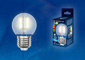 Лампы (источники света) лампа светодиодная led-g45-6w/ww/e27/fr pls02wh led. "шар", мат. 3000к серия sky | ul-00000302 | uniel выгодная цена