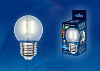 1Лампы (источники света) лампа светодиодная led-g45-6w/ww/e27/fr pls02wh led. "шар", мат. 3000к серия sky | ul-00000302 | uniel выгодная цена