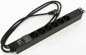 Шкафы и стойки телекоммуникационные 19 блок розеток she19-6sh-s-2.5euд. 19" шк., горизонт., с выкл. с подсветкой, 6 розеток schuko(16a), 250в, 482.6x44.4x44.4мм(дхшхв) | 397030 | hyperline выгодная цена