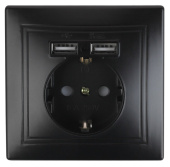 Розетки, выключатели, звонки электрические 1-410-05 intro розетка+usb, ip20, су, plano, антрацит | б0044578 | intro выгодная цена