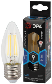 1Лампы (источники света) лампа светодиодная f-led b35-9w-840-e27 (филамент, свеча, 9вт, нейтр, e27) | б0046997 | эра выгодная цена