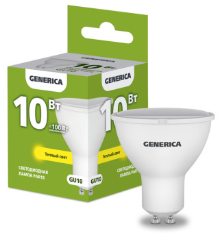 1Лампы (источники света) лампа светодиодная par16 софит 10вт 230в 3000к gu10 generica | ll-par16-10-230-30-gu10-g | iek выгодная цена