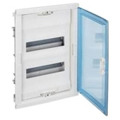 Шкафы, боксы и аксессуары щит встраиваемый nedbox - с синей полупрозрачной скругленной дверью - 2 рейки - 24+4 модуля | 001422 | legrand выгодная цена
