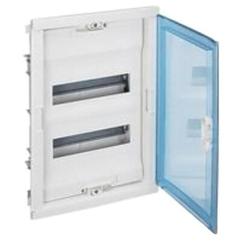 1Шкафы, боксы и аксессуары щит встраиваемый nedbox - с синей полупрозрачной скругленной дверью - 2 рейки - 24+4 модуля | 001422 | legrand выгодная цена