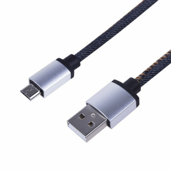 1КОМПЬЮТЕРНЫЕ АКСЕССУАРЫ usb кабель microusb, шнур в джинсовой оплетке | 18-4242 | rexant выгодная цена