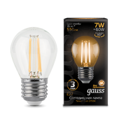 Лампы (источники света) лампа светодиодная led 7вт e27 220в 2700к шар | 105802107 | gauss выгодная цена