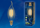 Лампы (источники света) лампа светодиодная led-cw35-5w/golden/e14 glv21go led vintage. «свеча на ветру», золотистая колба | ul-00002397 | uniel выгодная цена
