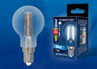 1Лампы (источники света) лампа светодиодная led-g45-11w/4000k/e14/cl pls02wh led. "шар", прозр.4000к серия sky | ul-00005177 | uniel выгодная цена