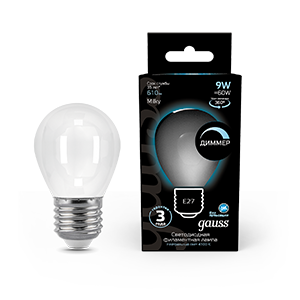 1Лампы (источники света) лампа светодиодная filament шар 9w 610lm 4100к е27 milky диммируемая led 1/10/50 | 105202209-d | gauss выгодная цена