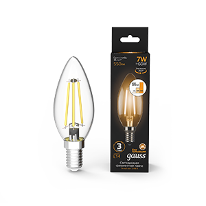 1Лампы (источники света) лампа светодиодная black led filament свеча e14 7w 550lm 2700к step dimmable | 103801107-s | gauss выгодная цена