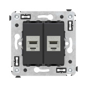 Розетки, выключатели, звонки электрические компьютерная розетка rj-45 без шторки в стену, кат.5e двойная экранированная, "avanti", "черный матовый" | 4412764 | dkc выгодная цена