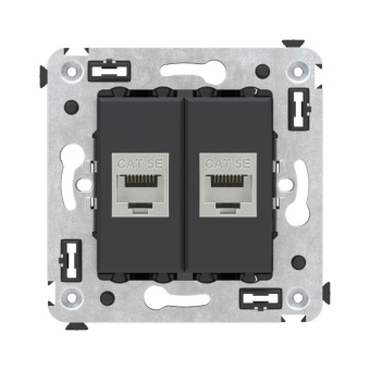 1Розетки, выключатели, звонки электрические компьютерная розетка rj-45 без шторки в стену, кат.5e двойная экранированная, "avanti", "черный матовый" | 4412764 | dkc выгодная цена