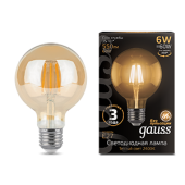 Лампы (источники света) лампа светодиодная black led filament g95 e27 6w golden 550lm 2400k | 105802006 | gauss выгодная цена