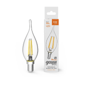 Лампы (источники света) лампа светодиодная basic filament свеча на ветру 4,5w 400lm 2700к е14 led 1/10/50 | 1041115 | gauss выгодная цена