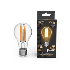1Лампы (источники света) лампа светодиодная filament а70 22w 2000lm 2700к е27 led 1/10/40 | 102902122 | gauss выгодная цена