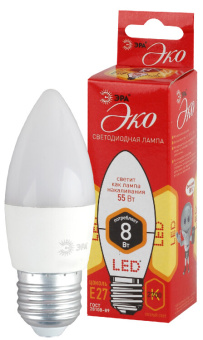 1Лампы (источники света) лампа светодиодная red line eco led b35-8w-827-e27 e27 / е27 8вт свеча теплый белый свет | б0030020 | эра выгодная цена