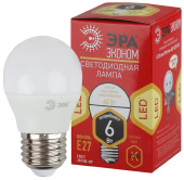 Лампы (источники света) лампа cветодиодная eco led p45-6w-827-e27 (диод, шар, 6вт, тепл, e27. (10/100/3600) | б0020629 | эра выгодная цена